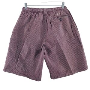 Vtg Nike Shorts Mens M Brown Red Check Drawstring Elastic Waist (24-32 x9.5)